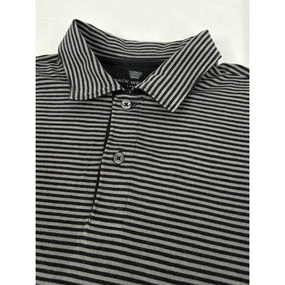 Mack Weldon Pima Cotton Polo Shirt Men's Large Grey Black Striped Stretch Golf - Picture 3 of 9
